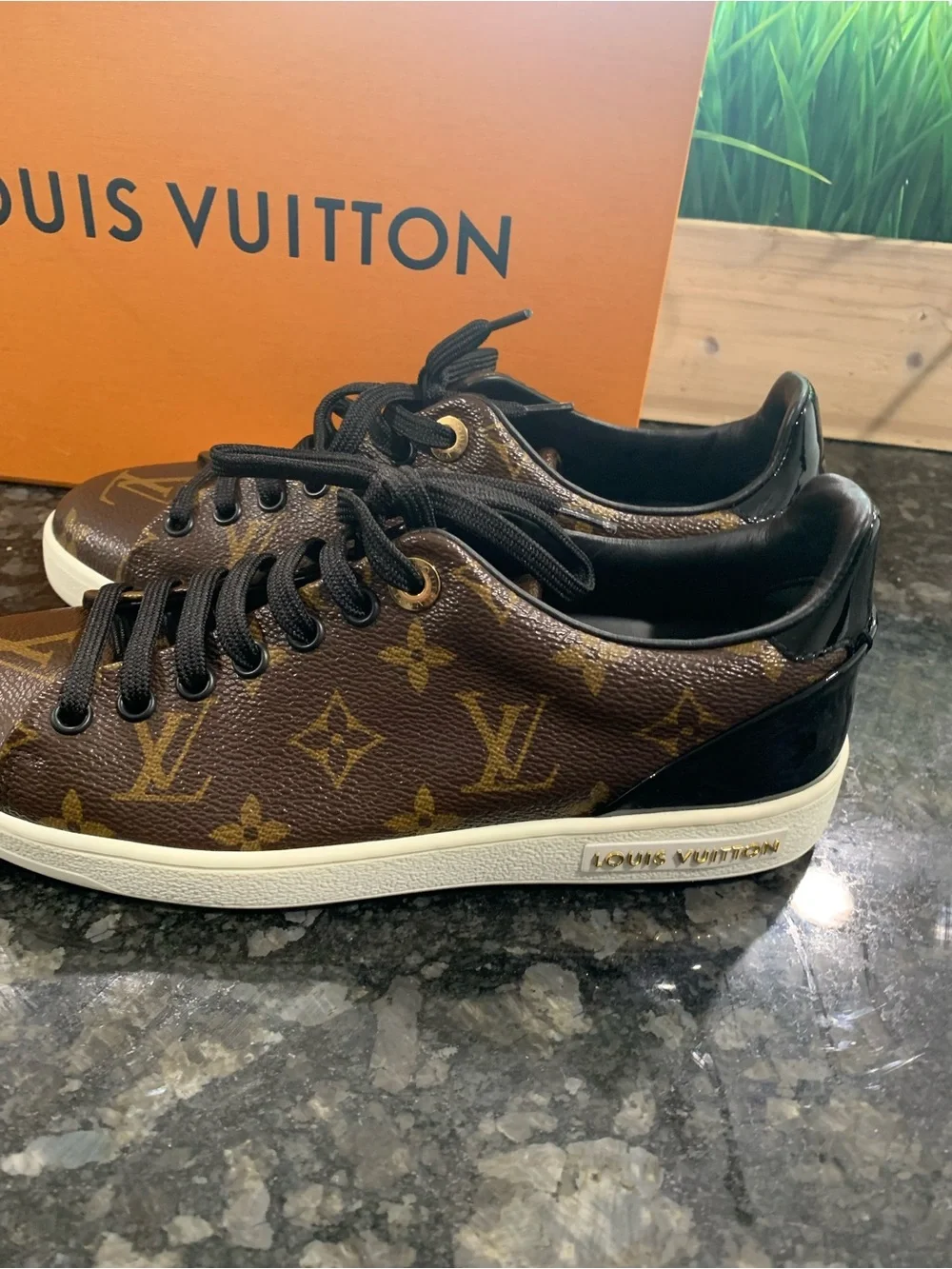 Louis Vuitton Brown Monogram Low-Top Sneaker with Black Laces
